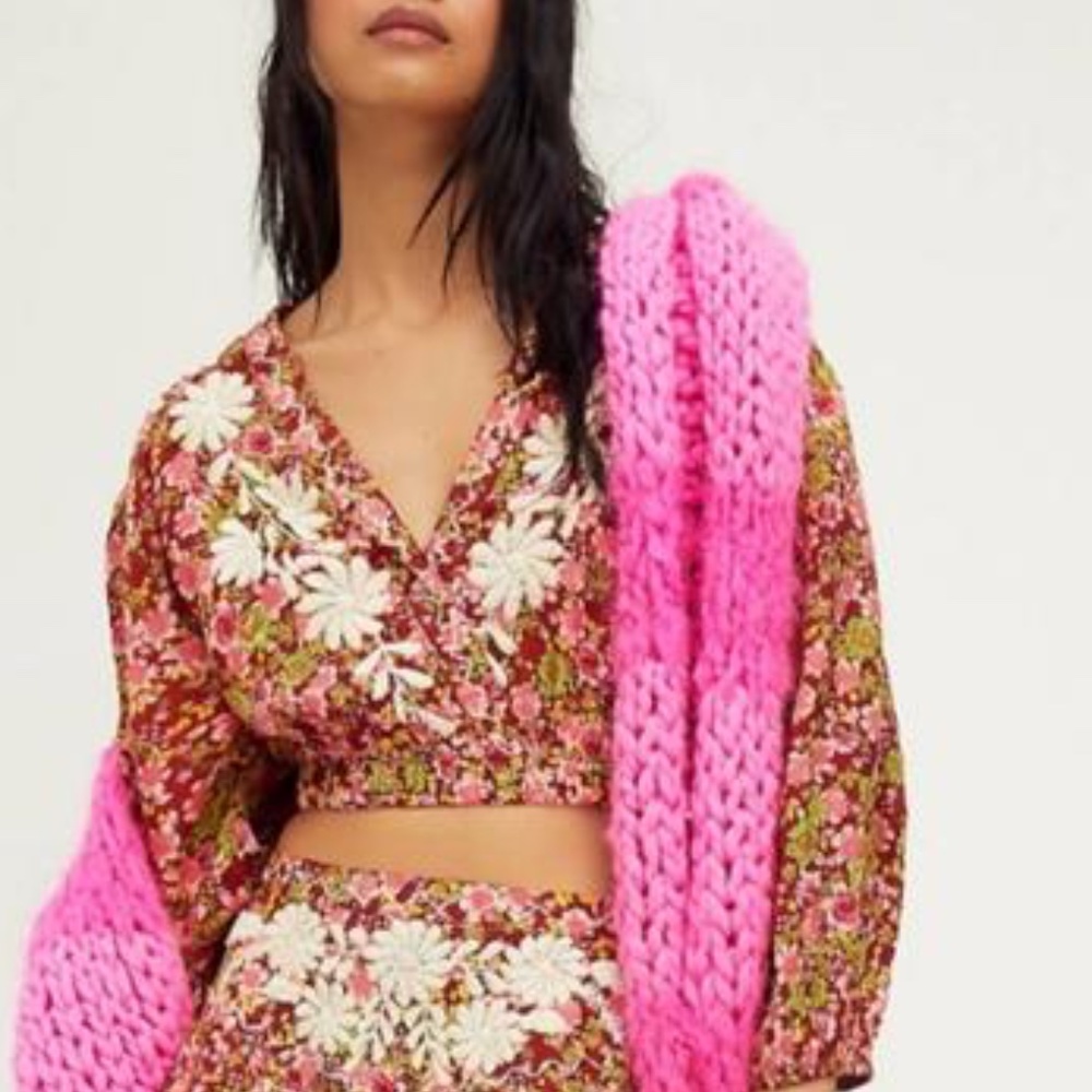 NWOT Free People Nyomi Embroidered Crop Top Size Small - Picture 3 of 7